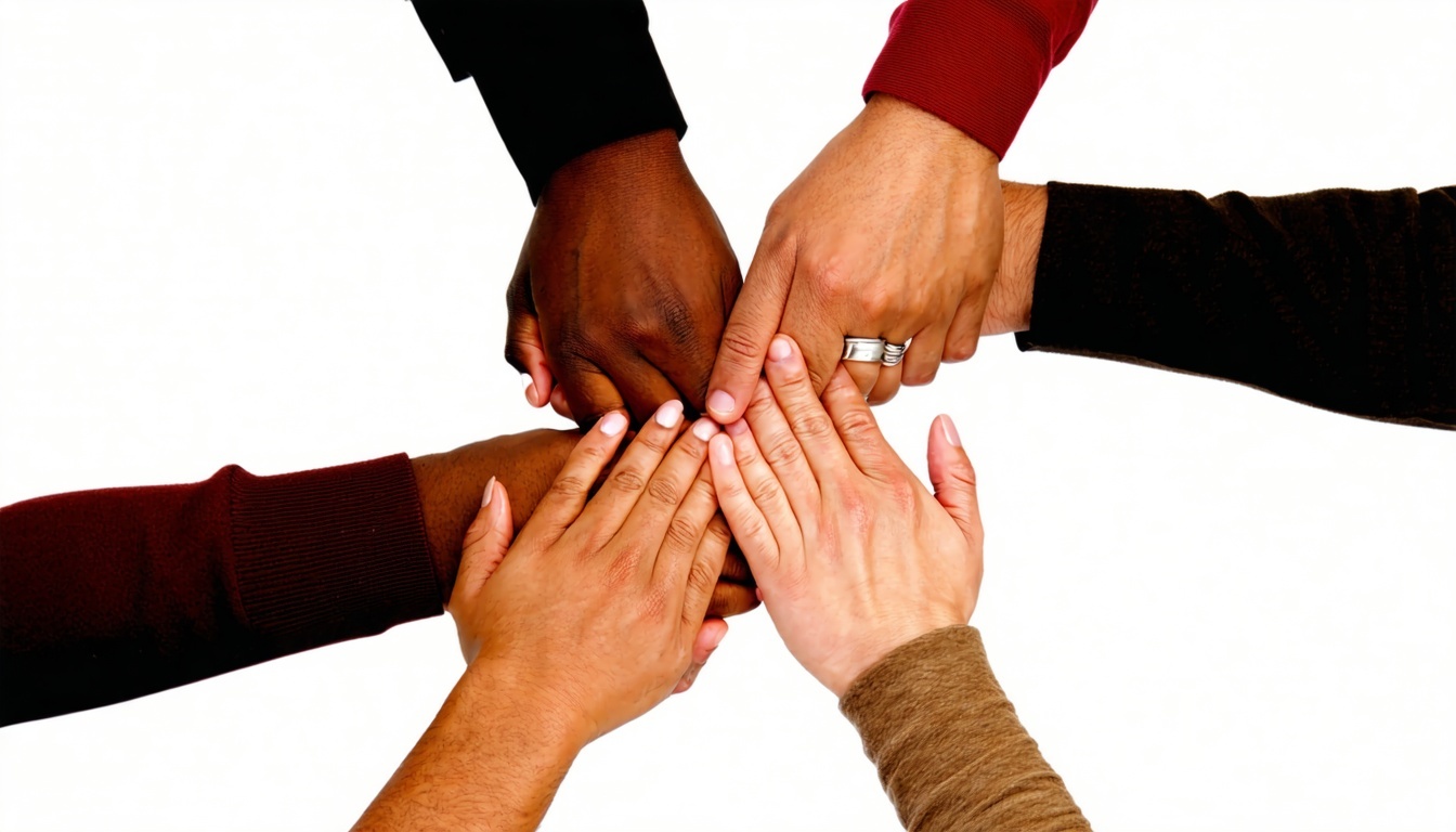 A powerful image of diverse hands clasped together