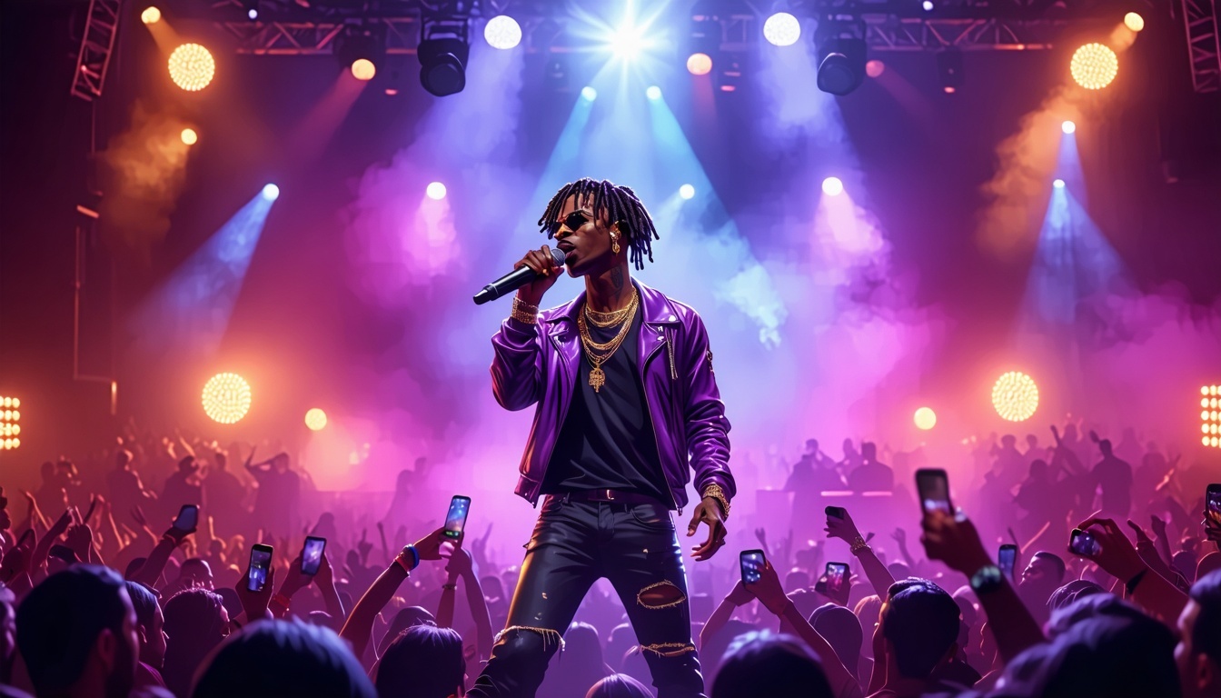 Alkaline performing on stage, electrifying the cro