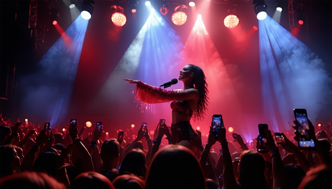 Michelle Zauner performing on stage, capturing the